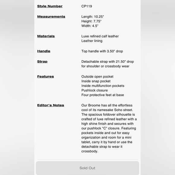 Coach Broome Carryall Bag in Brass/Ivory with Gold Hardware New with tags - Picture 14 of 15